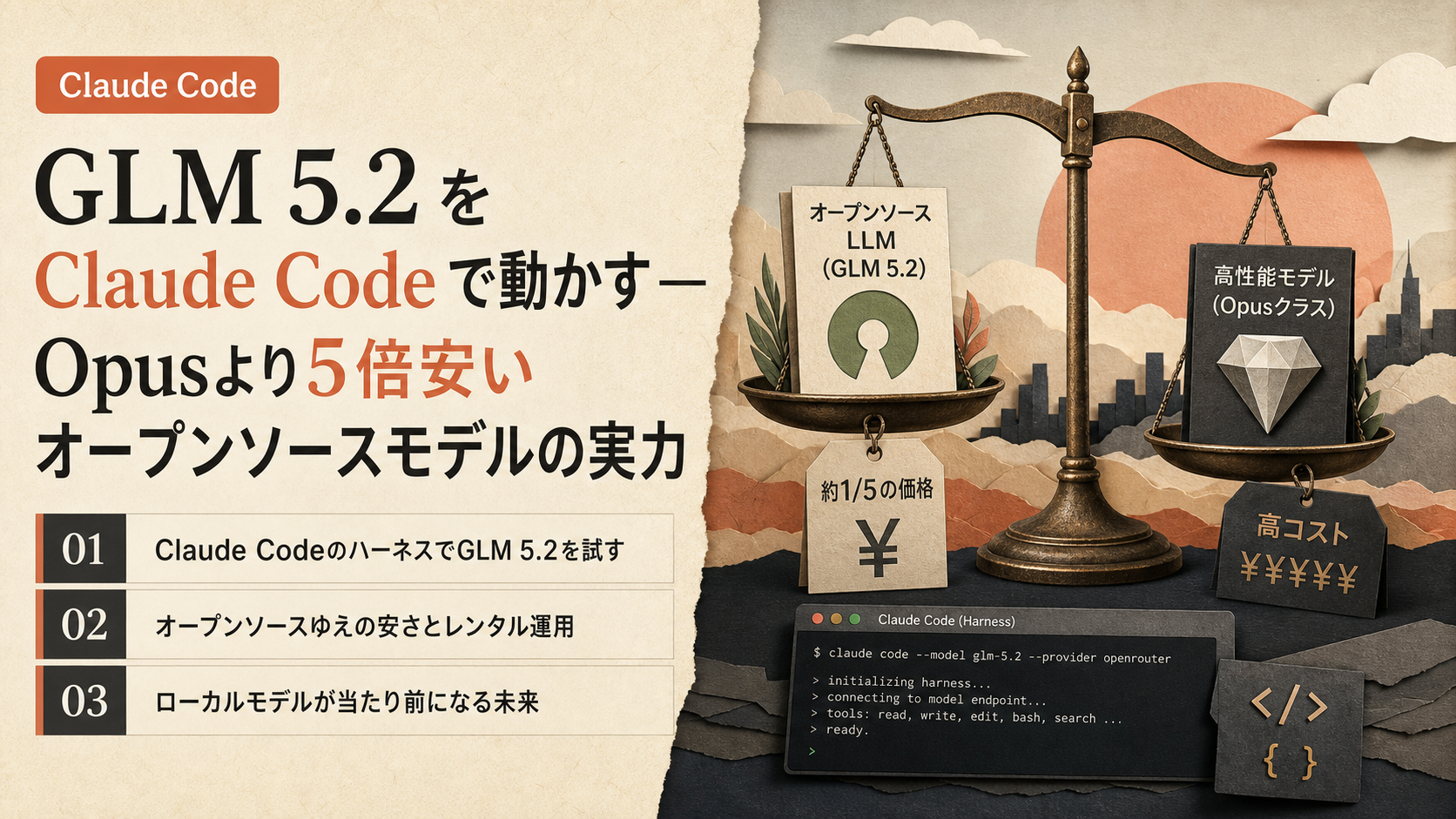 GLM 5.2 を Claude Code で動かす — Opusより5倍安いオープンソースモデルの実力