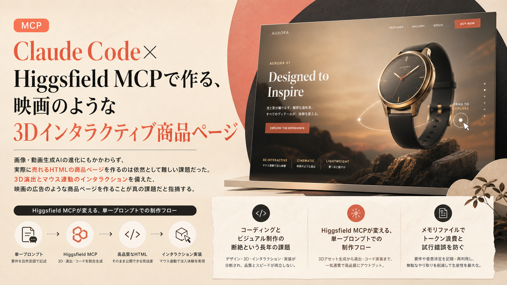 Claude Code×Higgsfield MCPで作る、映画のような3Dインタラクティブ商品ページ