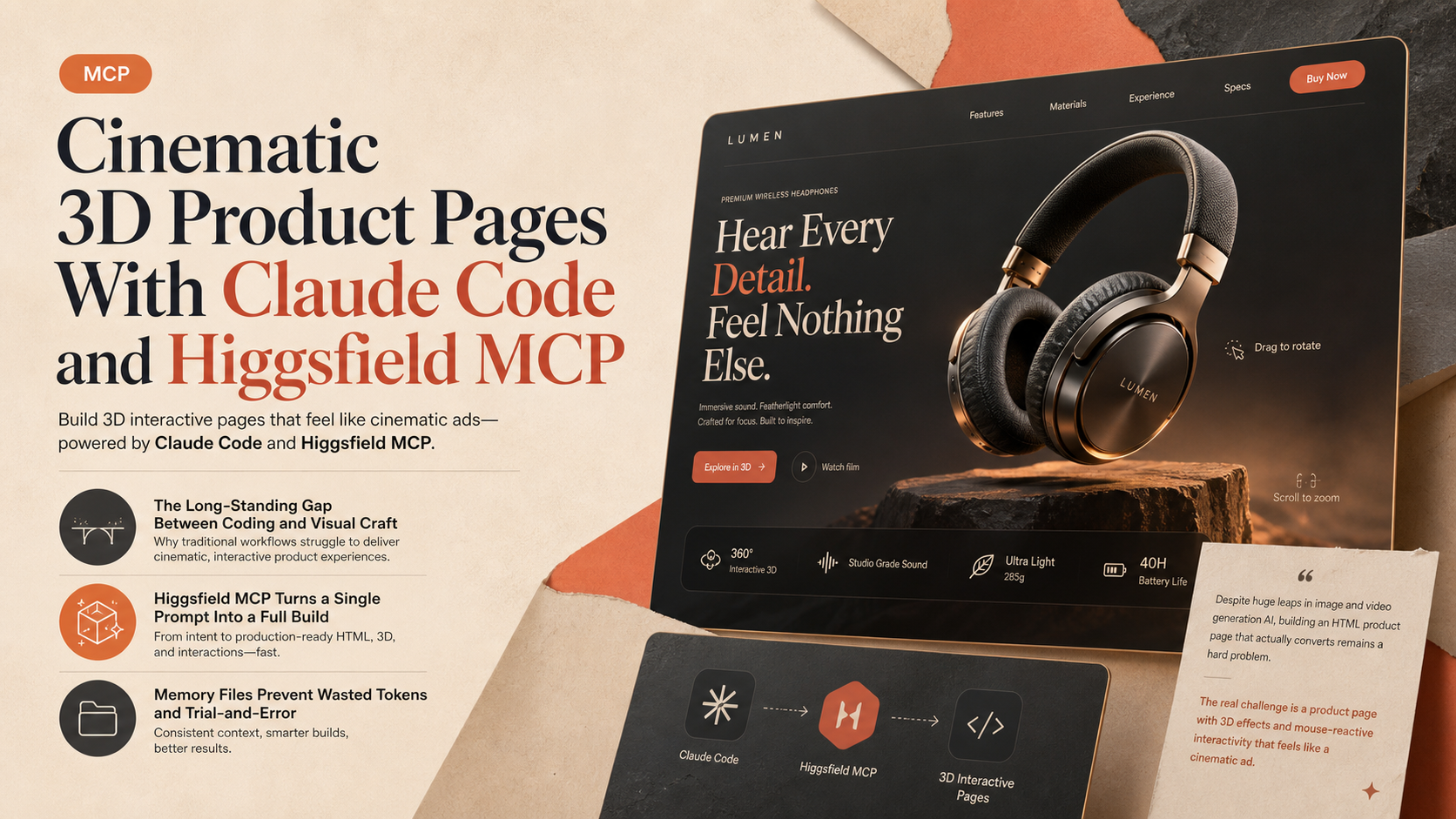 Cinematic 3D Product Pages With Claude Code and Higgsfield MCP