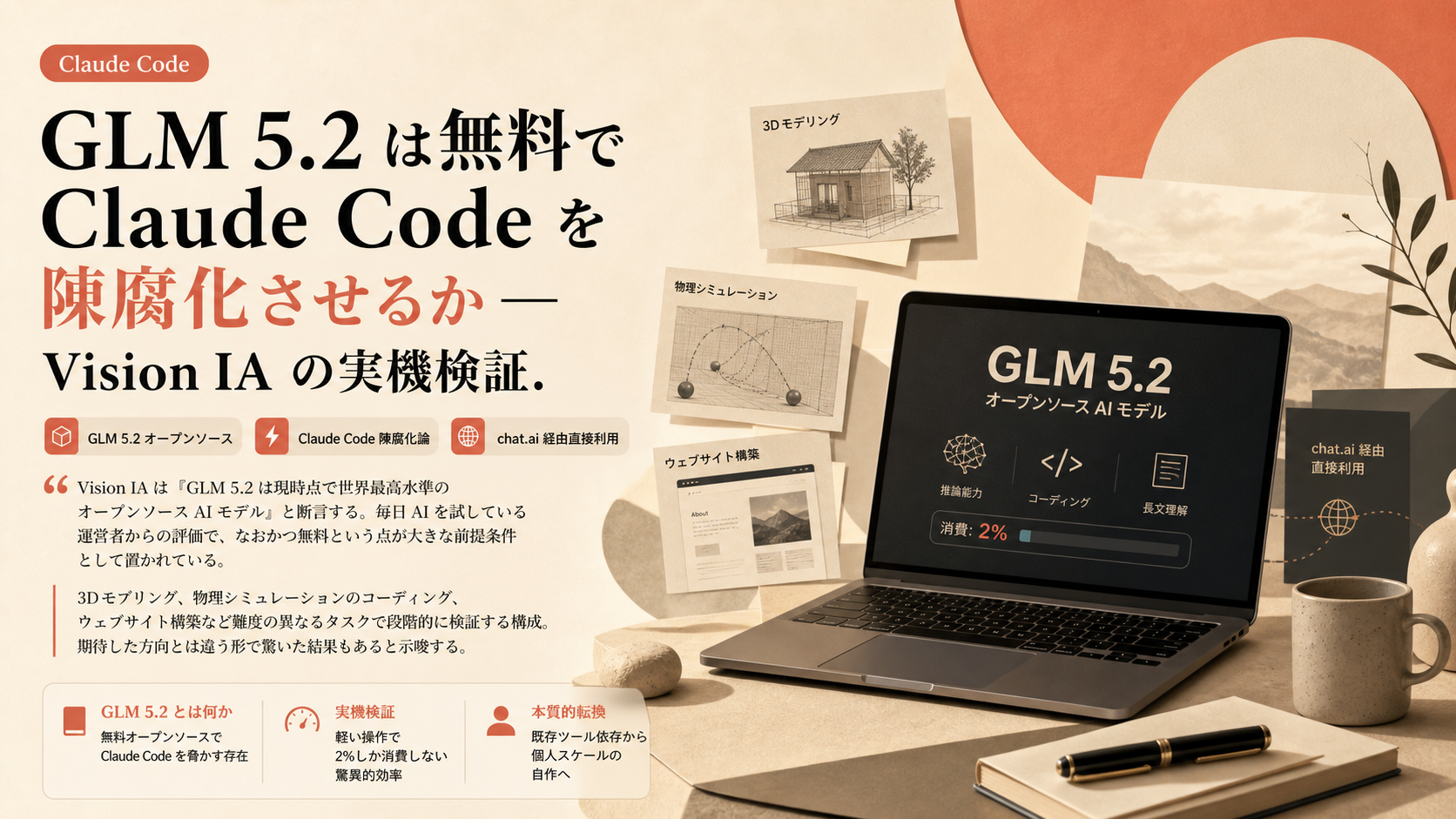 GLM 5.2 は無料で Claude Code を陳腐化させるか — Vision IA の実機検証