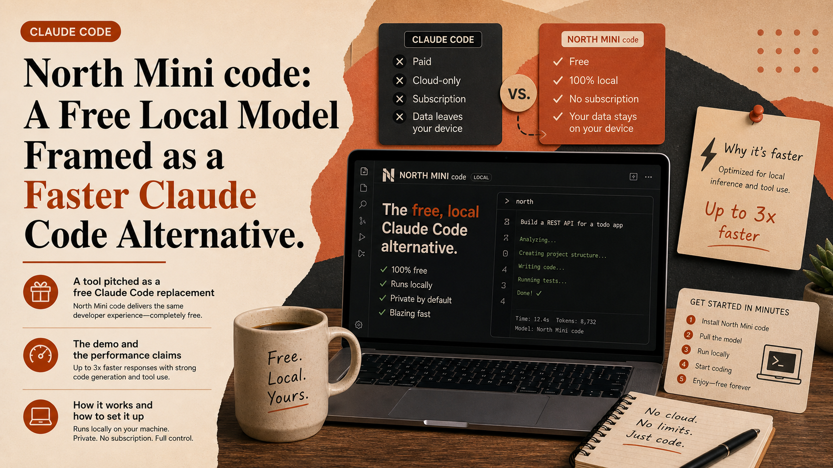 North Mini code: A Free Local Model Framed as a Faster Claude Code Alternative