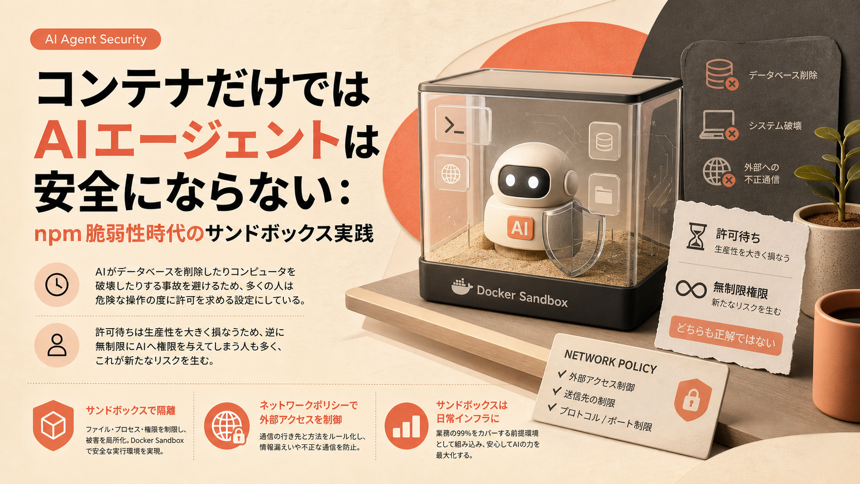コンテナだけではAIエージェントは安全にならない：npm脆弱性時代のサンドボックス実践
