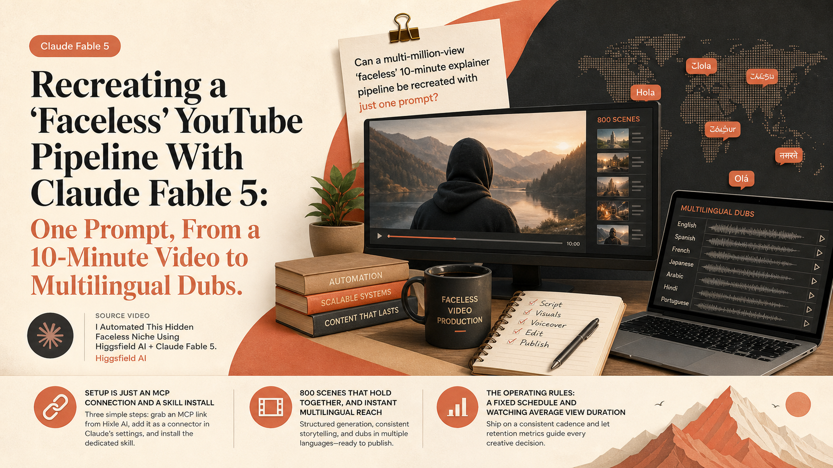 Recreating a 'Faceless' YouTube Pipeline With Claude Fable 5: One Prompt, From a 10-Minute Video to Multilingual Dubs