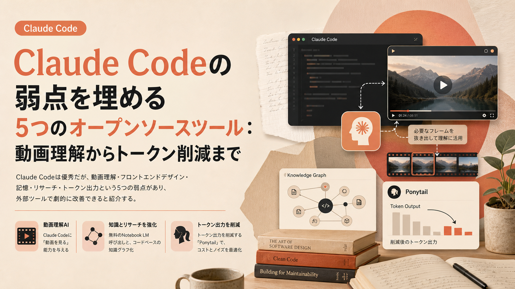 Claude Codeの弱点を埋める5つのオープンソースツール：動画理解からトークン削減まで