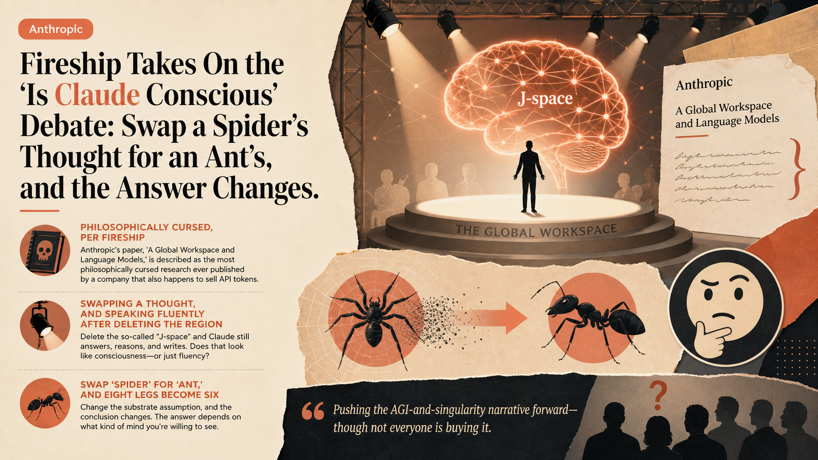 Fireship Takes On the 'Is Claude Conscious' Debate: Swap a Spider's Thought for an Ant's, and the Answer Changes