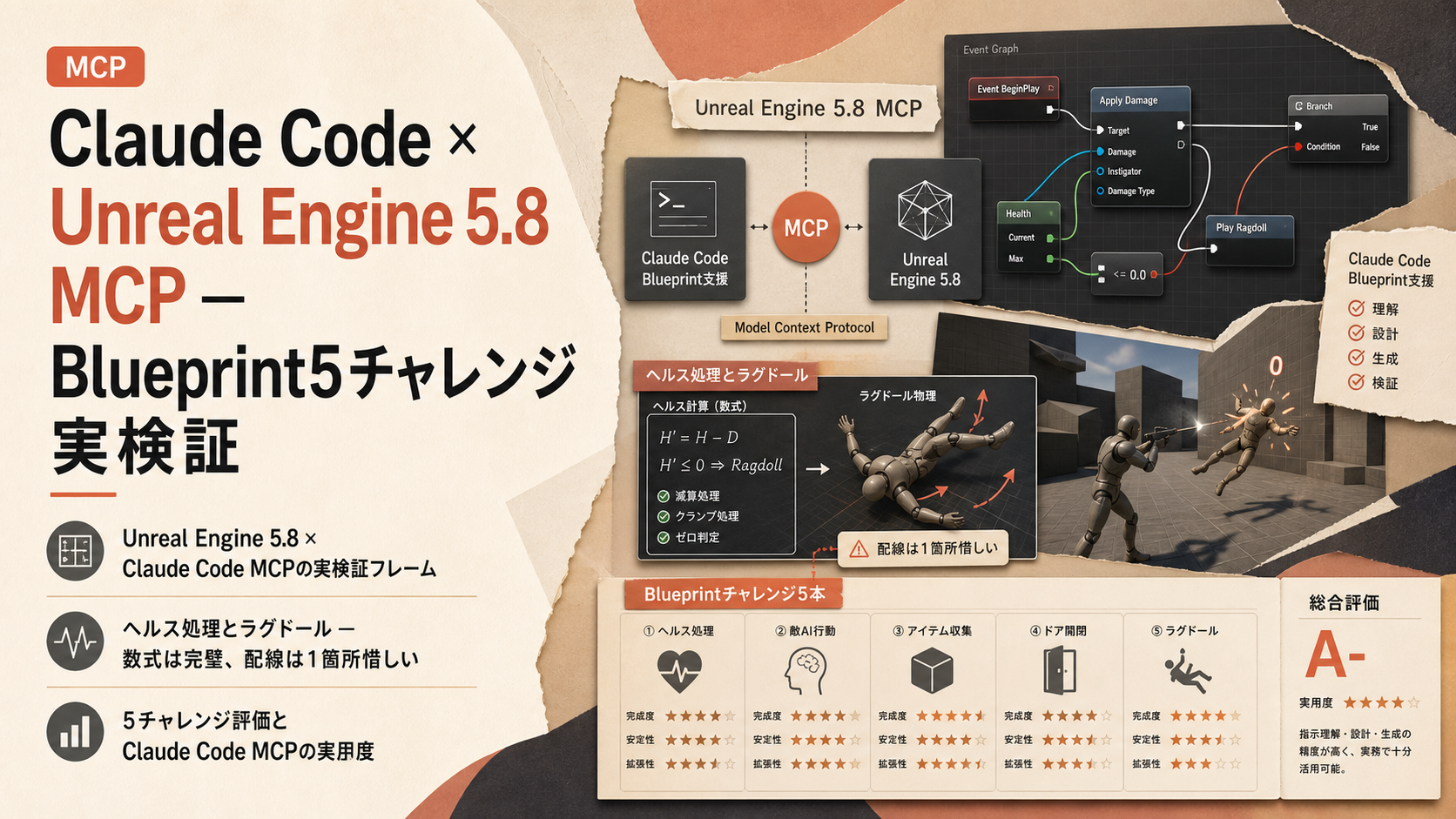 Claude Code × Unreal Engine 5.8 MCP — Blueprint5チャレンジ実検証