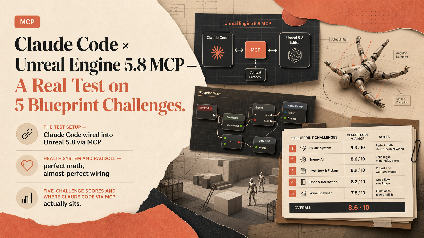 Claude Code × Unreal Engine 5.8 MCP — A Real Test on 5 Blueprint Challenges
