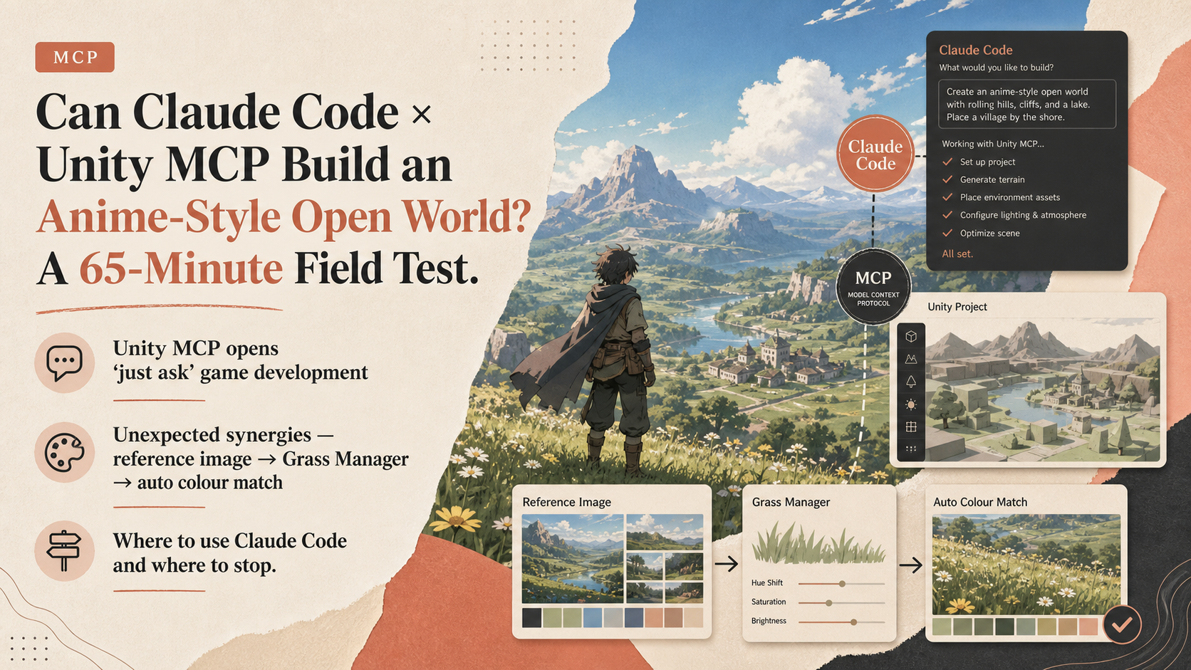 Can Claude Code × Unity MCP Build an Anime-Style Open World? A 65-Minute Field Test