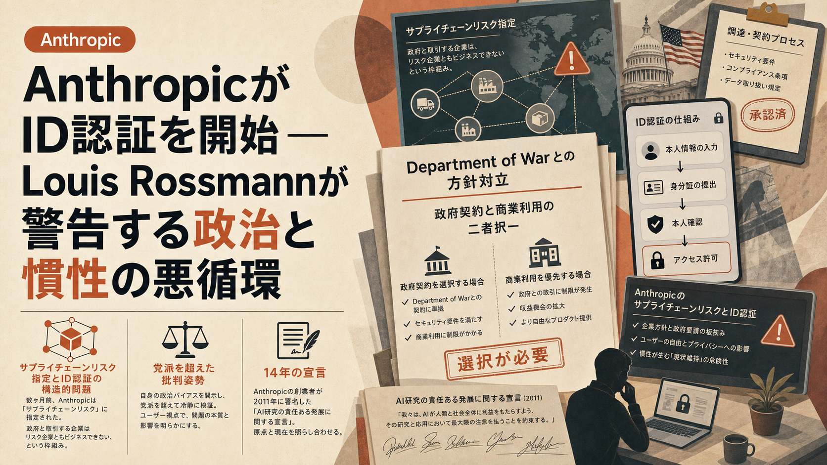AnthropicがID認証を開始 — Louis Rossmannが警告する政治と慣性の悪循環
