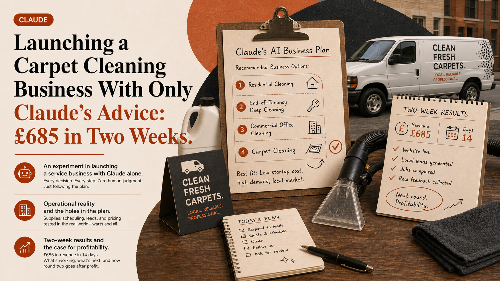 Launching a Carpet Cleaning Business With Only Claude’s Advice: £685 in Two Weeks