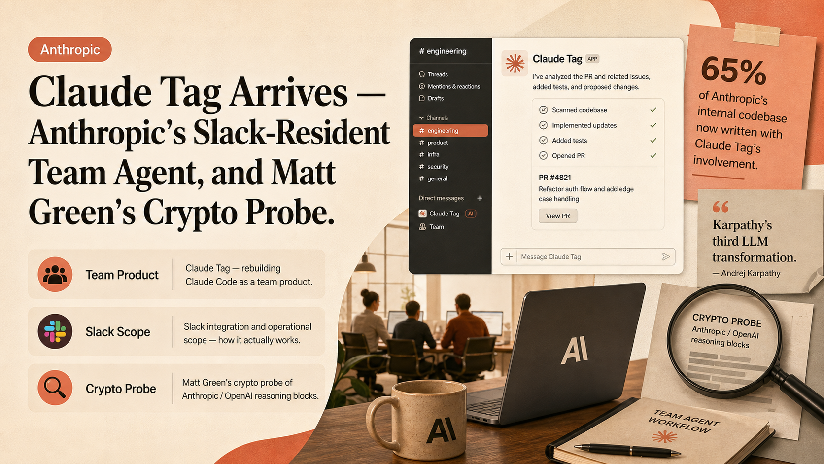 Claude Tag Arrives — Anthropic's Slack-Resident Team Agent, and Matt Green's Crypto Probe