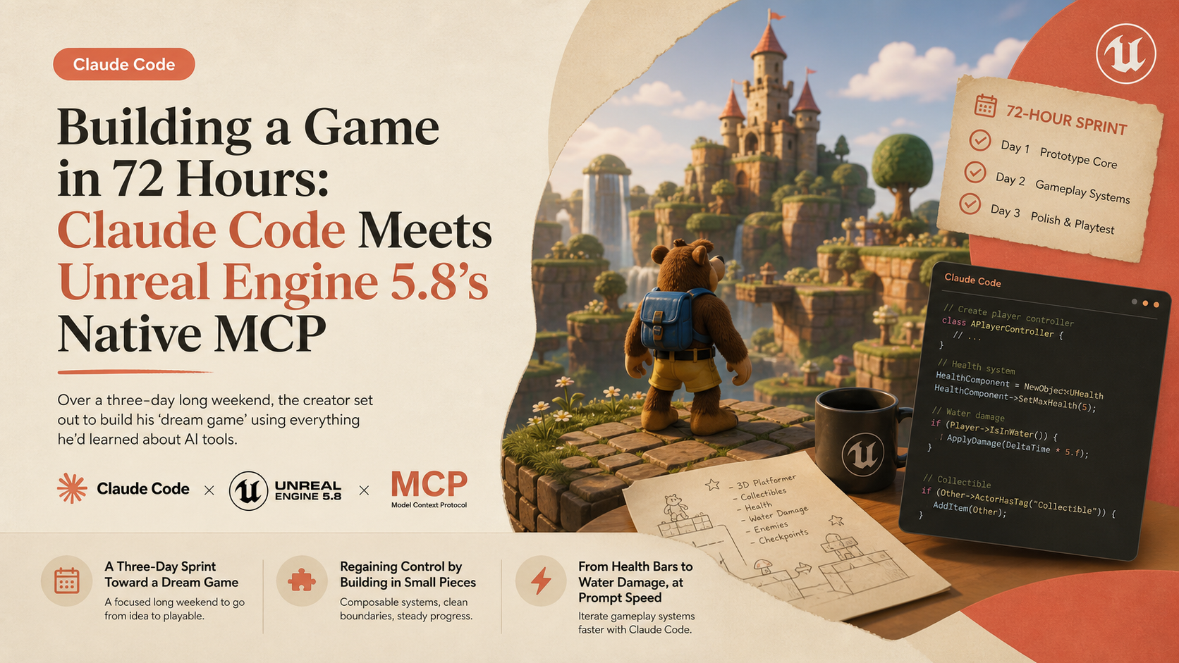 Building a Game in 72 Hours: Claude Code Meets Unreal Engine 5.8's Native MCP
