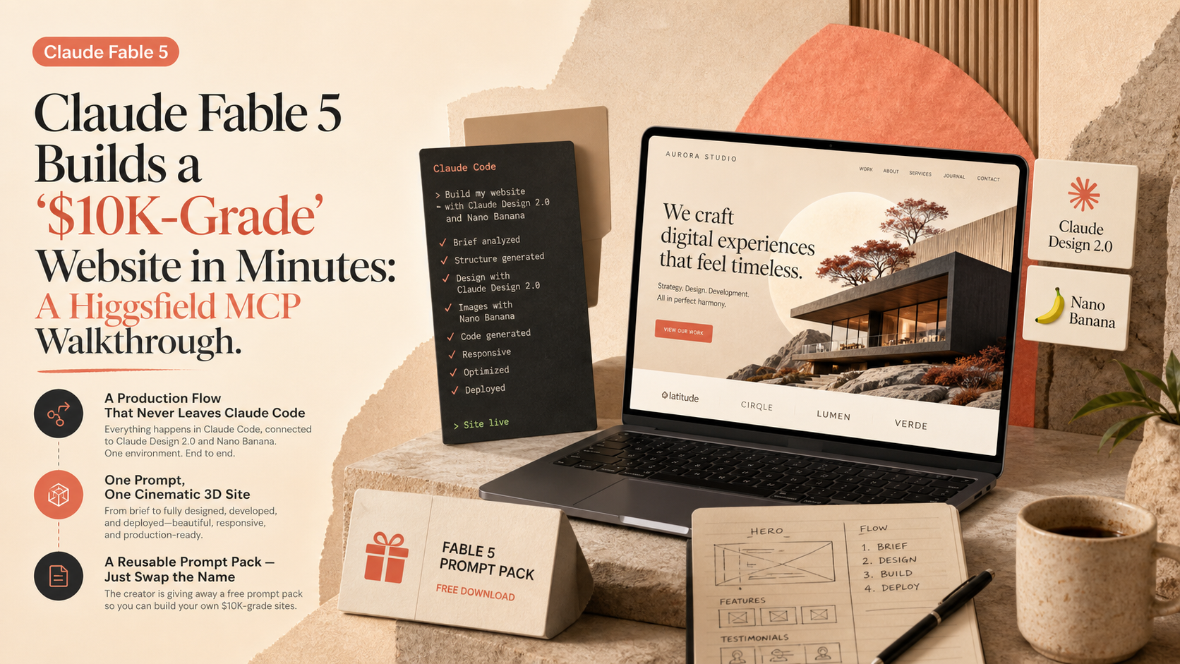 Claude Fable 5 Builds a '$10K-Grade' Website in Minutes: A Higgsfield MCP Walkthrough