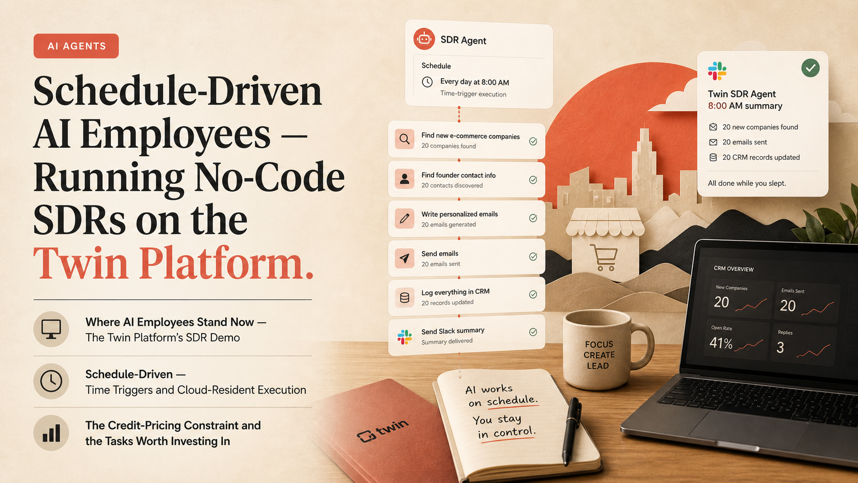 Schedule-Driven AI Employees — Running No-Code SDRs on the Twin Platform