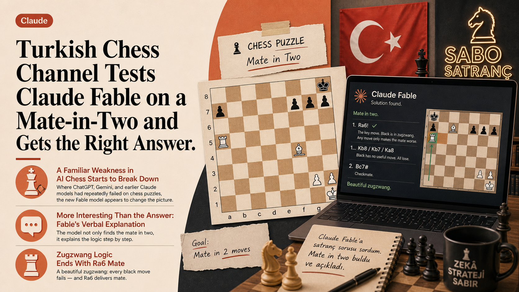Turkish Chess Channel Tests Claude Fable on a Mate-in-Two and Gets the Right Answer