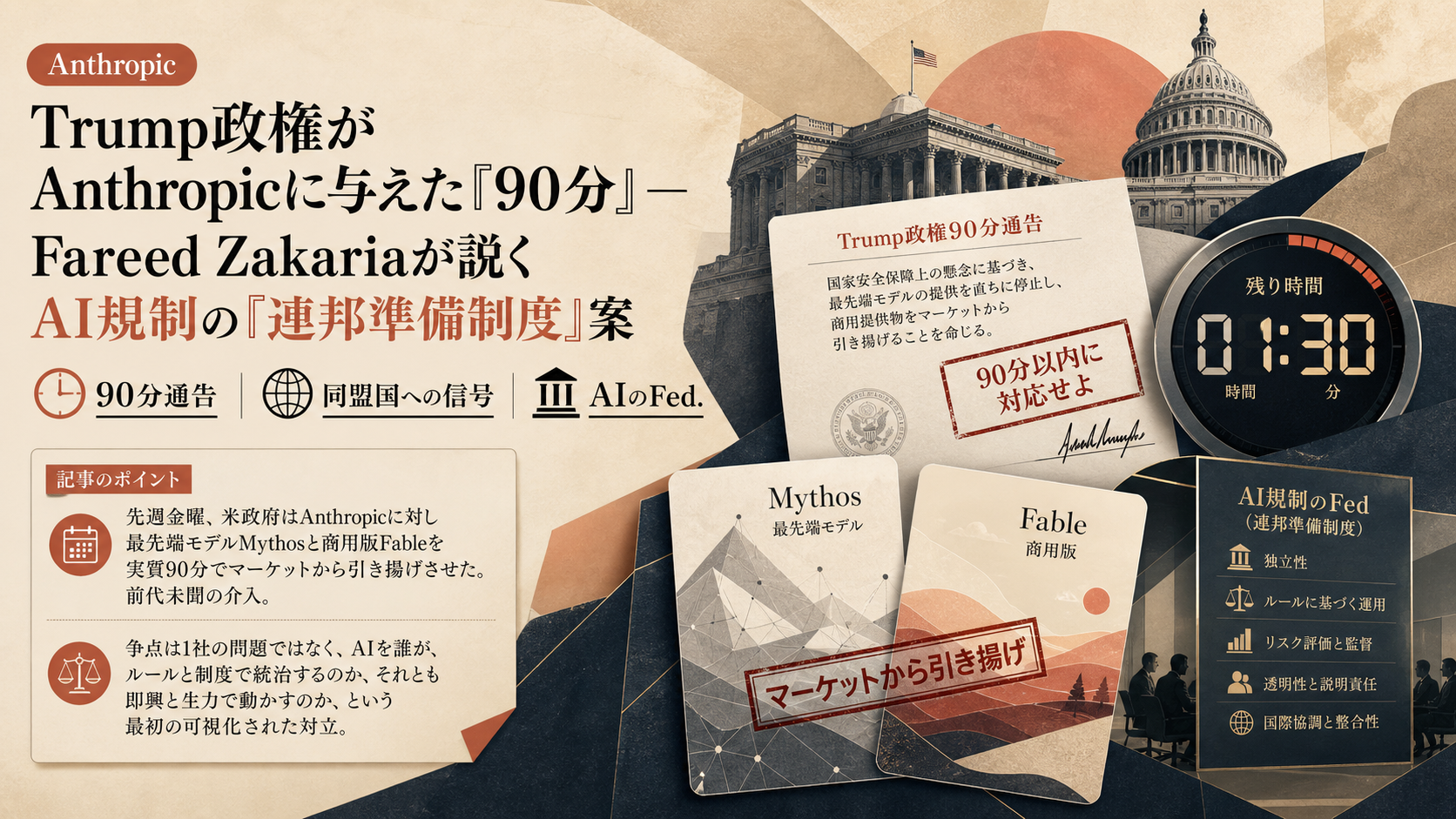 Trump政権がAnthropicに与えた『90分』 — Fareed Zakariaが説くAI規制の『連邦準備制度』案