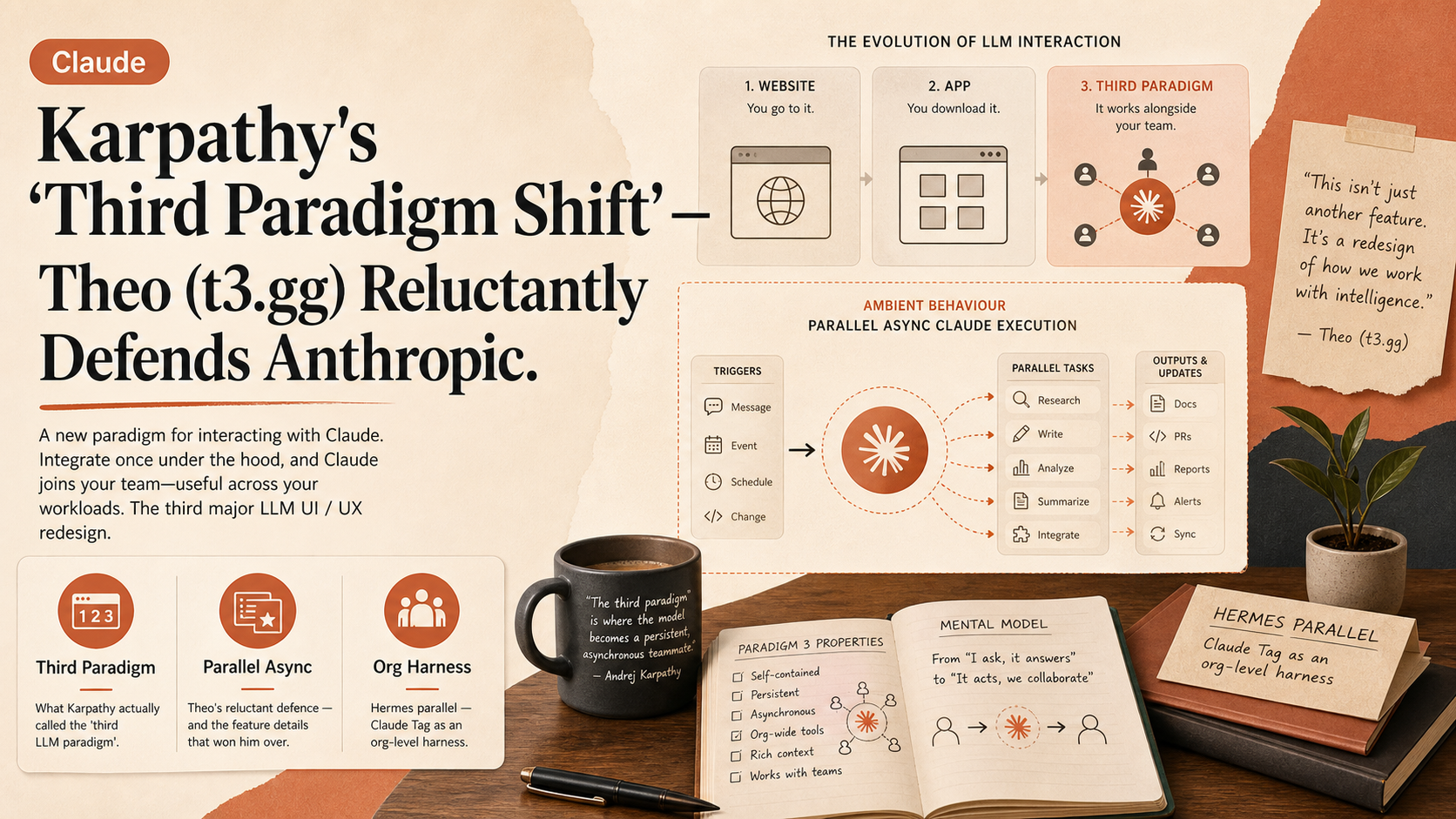 Karpathy's 'Third Paradigm Shift' — Theo (t3.gg) Reluctantly Defends Anthropic