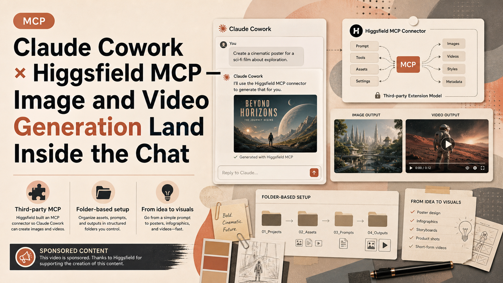 Claude Cowork × Higgsfield MCP — Image and Video Generation Land Inside the Chat